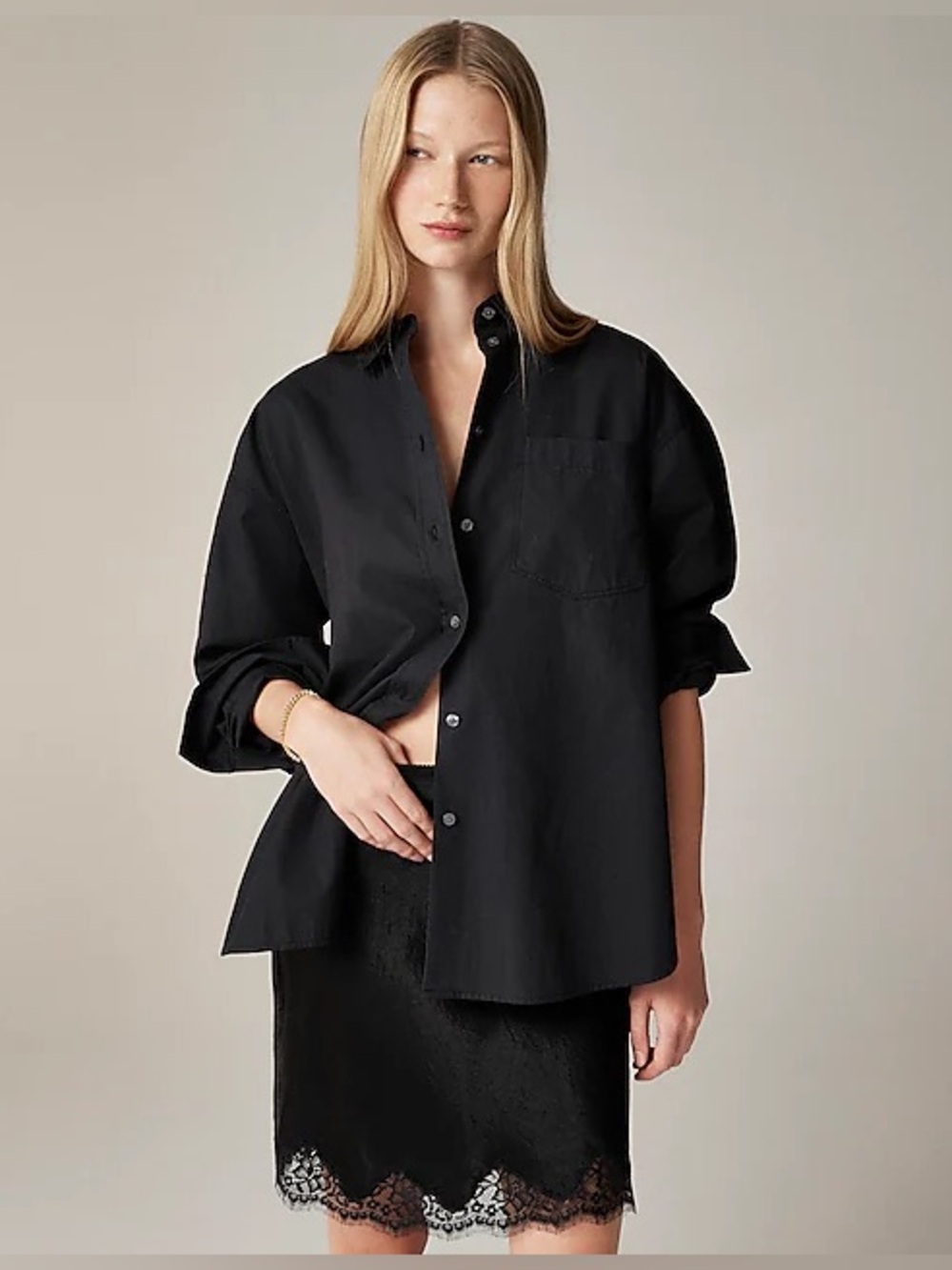 J. Crew Etienne Oversized Shirt In Oxford Black Size XS Ultra relaxed effortless